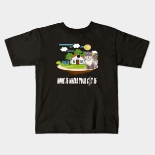 home is where your cat Kids T-Shirt